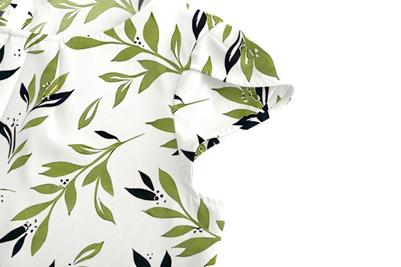 TASAMO Women's Printed Flouncing Flared Short Sleeve Blouse Top Shirts Floral (Small,FP Light Green 01) - Image 4